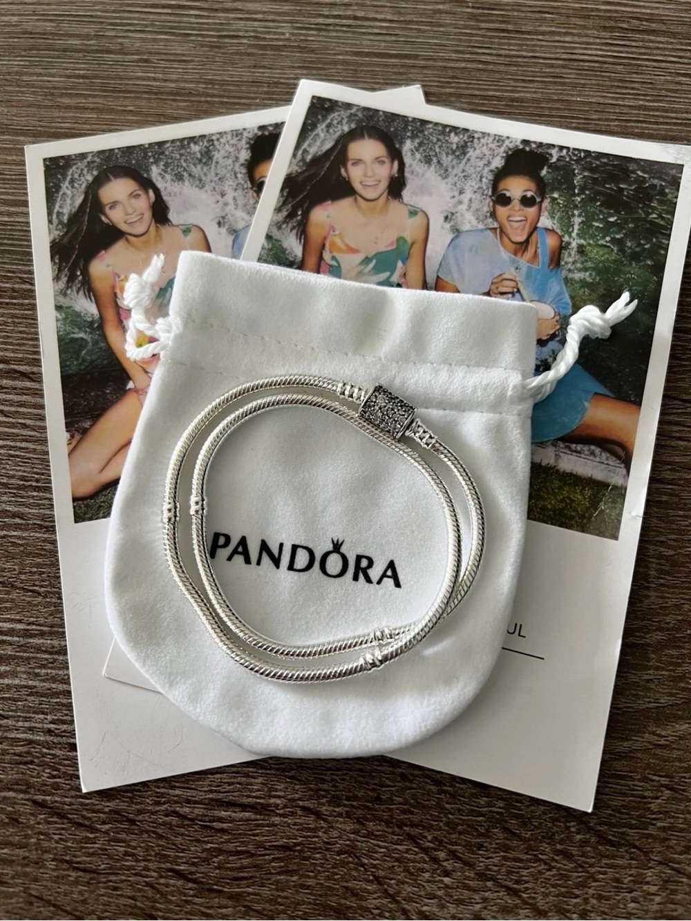 Pandora Moments Double Wrap Barrel Clasp Snake Chain Bracelet